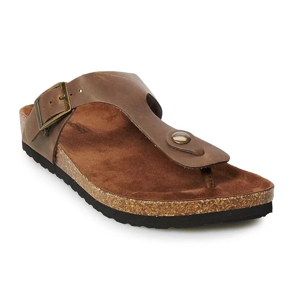 Sonoma Porcelain Leather Slides Sandals Brown Cork Women's Size 8.5 NEW